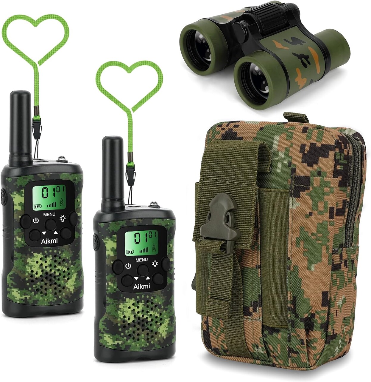 Walkie Talkies for Kids Toys Boys Aged 5+ Outdoor 2 Way Radio 22 Channel 3 Miles Range Camp Hunt Adventure Game Birthday 6 7 8 9 10 Year Old Gifts (Green)